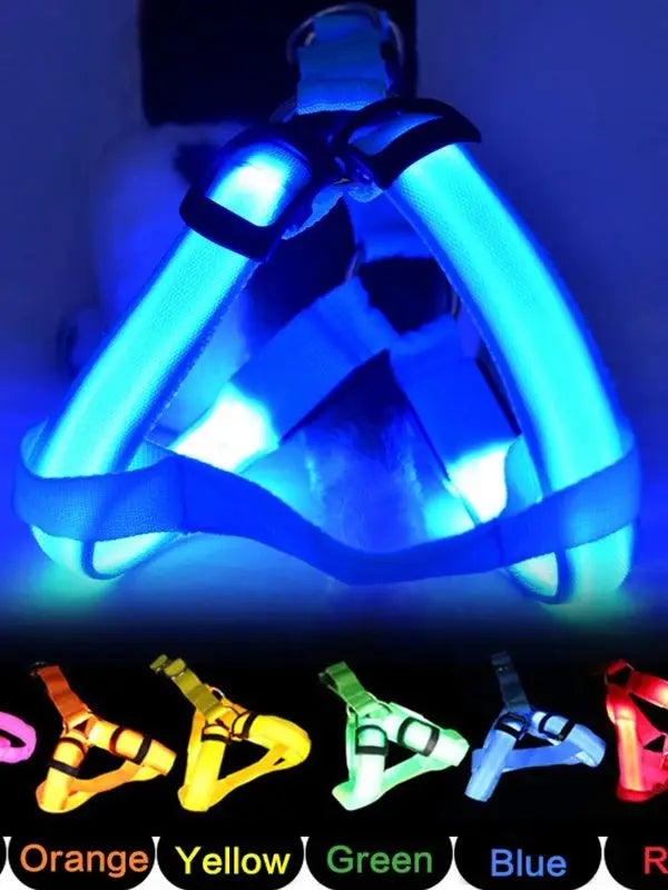 Adjustable LED Dog Harness No Pull Small Medium Glowing Nylon Breast-Band Night Safety Arnes Perro Dropship Pets Dog Accessories