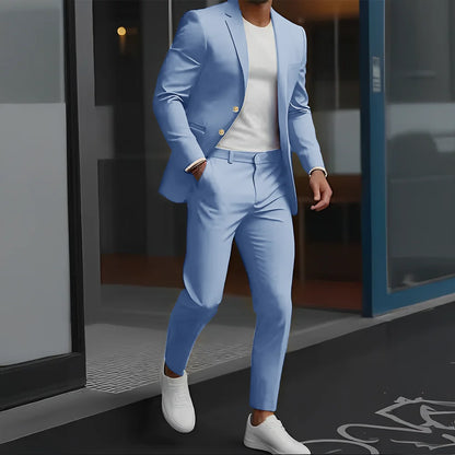 Formal Suit for Mens Business Work Clothes Office Jacket Pants 2-Piece Suit Wedding Groom Tuxedo 2-Button Blazer