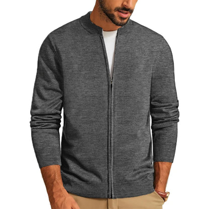 Animal Game Men's Zipper Cardigan Casual Sweater Woolen Sweaters Stand Knitwear Jumper Warm Cold Blouse Zipper Long Sweatcoats