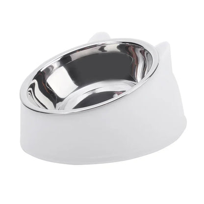 1Pc Cat Bowl Lovely Creative Inclined Kitten Puppy Food Feeding Bowls Stainless Steel Cats Drinking Feeder Pet Dogs Cats Feeders