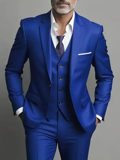 Men's Business Casual Suit for Weddings, Genuine Blazer, Vest and Pants, Big & Tall,Slim Fit Waistcoat, Dress Trousers, US Size