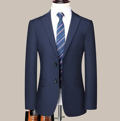 Suit (Blazer+Pants) Men's Fashion Business Outdoor Gentleman Trend Solid Color Casual Slim-fit Wedding Host Gentleman Suit S-6XL