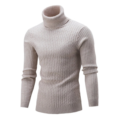 2021 Winter Warm Thick Woolen Sweaters Men Casual Knitted Turtleneck Jumper Tops Men's Fashion Solid Long Sleeve Ribbed Sweater