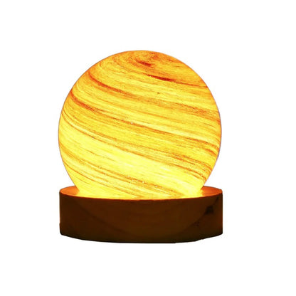 USB Plug in 3D Planet Glass Lamp With Wooden Stand 3 Color Light Galaxy Crystal Ball Dimmable Luminous Glass Sphere