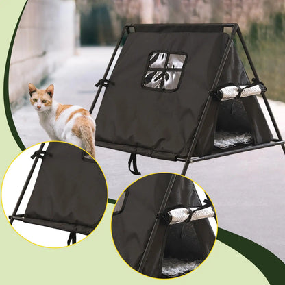 Cat Tent House Enclosed Hideaway Door Curtain Pet Sleeping Bed Cat Bed Kitten Tent Cave for Garden Bedroom Outdoor Porch Balcony
