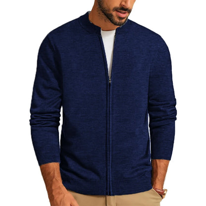 Animal Game Men's Zipper Cardigan Casual Sweater Woolen Sweaters Stand Knitwear Jumper Warm Cold Blouse Zipper Long Sweatcoats