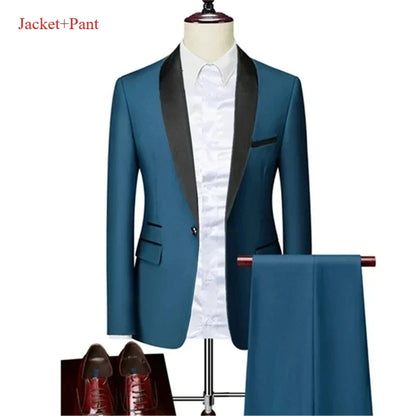 New Men's 2/3 Pieces Suit Formal Business Notch Lapel Slim Fit Tuxedos Best Man Blazer For Wedding Dress