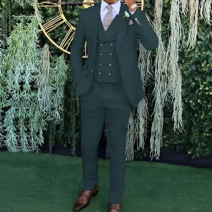 Men's slim-fit three-piece suit，Three-piece set of vest, blazer and trousers，Ideal for weddings, business and formal occasions