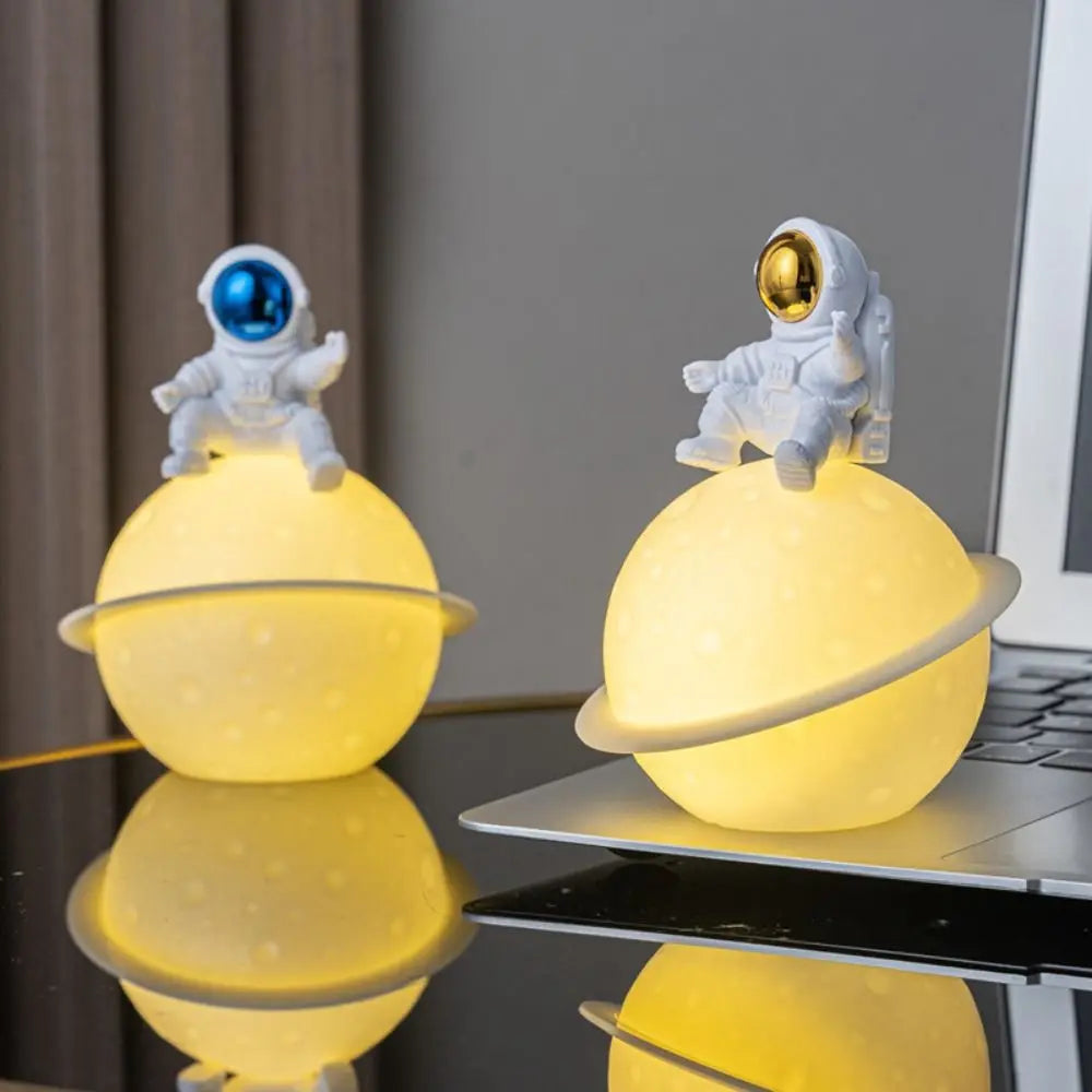 Home Decoration Portable Astronaut Moon Night Light Creative Cute Desktop Luminous Planet Lamp Cartoon Bedside Light Christmas