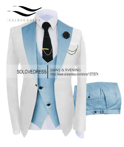 ( Jacket + Vest + Pants )Suits for Mens 2024 Casual Business Suit High-end Social Formal Suit 3 Pcs Set Groom Wedding Men