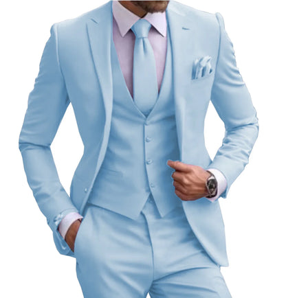 Suits for Men Lilac Stylish 3 Piece Classic Tuxedos Blazer Vest Pants Formal Elegant Male Wedding Groomsman Bespoke