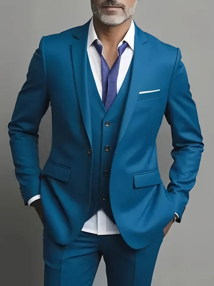 Men's Business Casual Suit for Weddings, Genuine Blazer, Vest and Pants, Big & Tall,Slim Fit Waistcoat, Dress Trousers, US Size