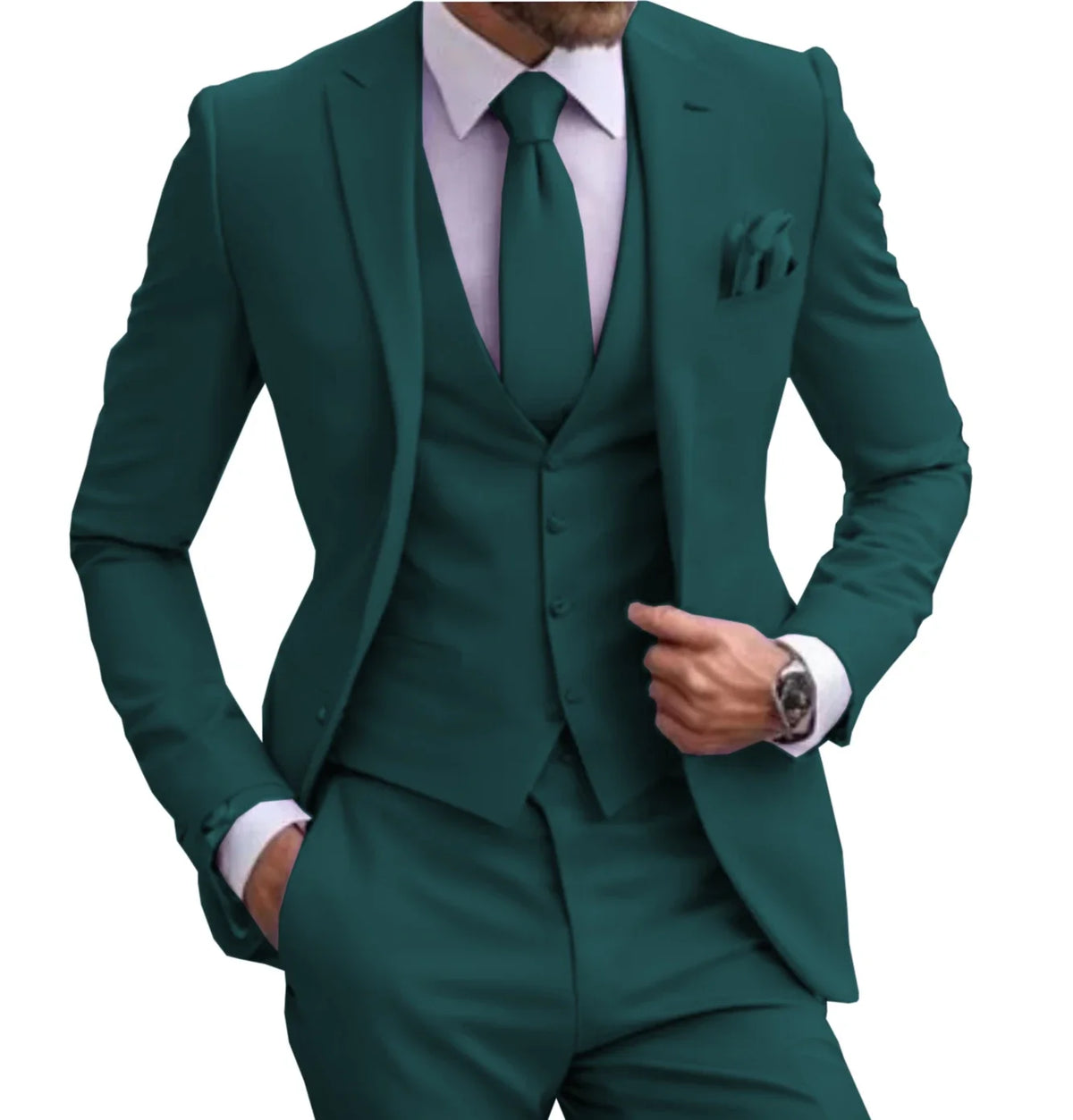 Suits for Men Lilac Stylish 3 Piece Classic Tuxedos Blazer Vest Pants Formal Elegant Male Wedding Groomsman Bespoke