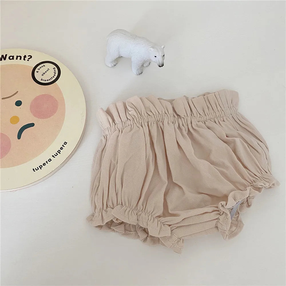 Baby Girls Bloomer Toddler Cotton Linen Shorts Frill Diaper Cover 0-2 Years