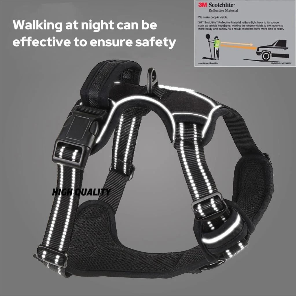 Dog Harness No-Pull Service Vest with Reflective Adjustable Soft Padded Comfortable for Outdoor Easy Walking No Choke for Pets