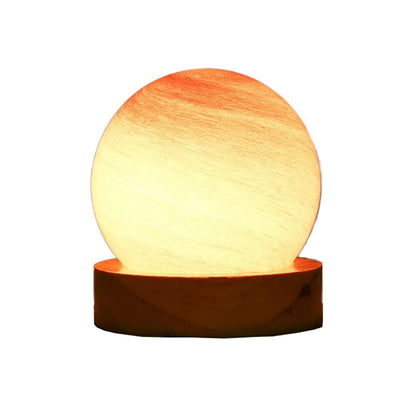 USB Plug in 3D Planet Glass Lamp With Wooden Stand 3 Color Light Galaxy Crystal Ball Dimmable Luminous Glass Sphere