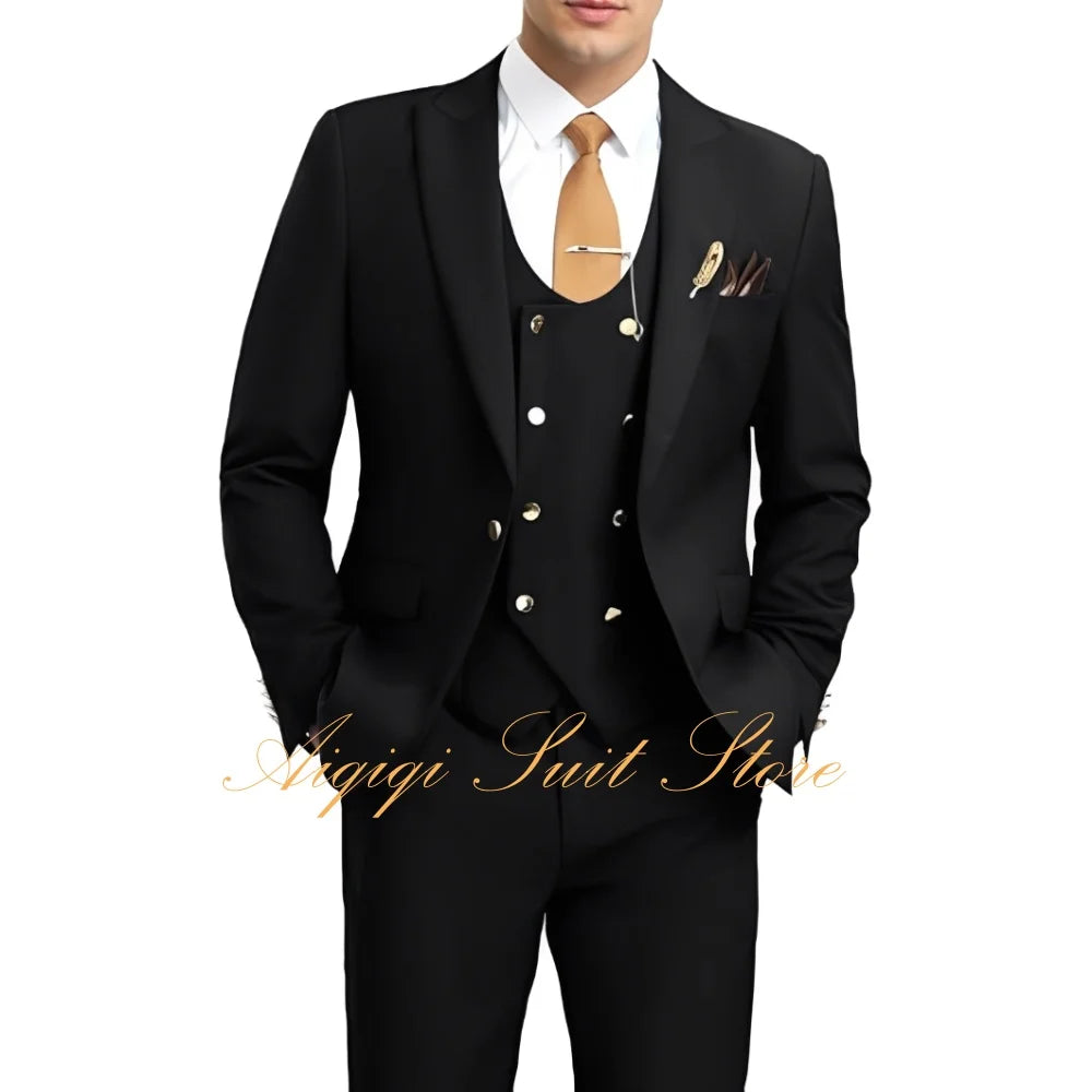 Formal Men's Suits 3 Piece Slim Fit Blazer Vest Pants Groom Tuxedo Suit Wedding Prom Homecoming Men Suits