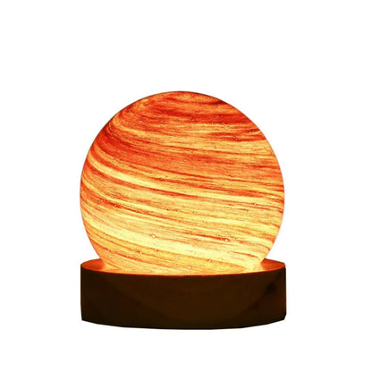 USB Plug in 3D Planet Glass Lamp With Wooden Stand 3 Color Light Galaxy Crystal Ball Dimmable Luminous Glass Sphere