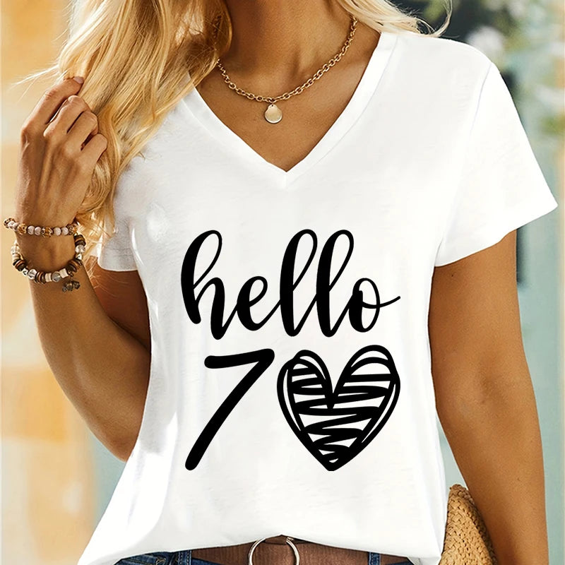 Woman T-shirts Hello 50 Essential Classic Graphic Retro Birthday Gift for Mom Women's Clothing 50th Birthday Gift T-shirt Female