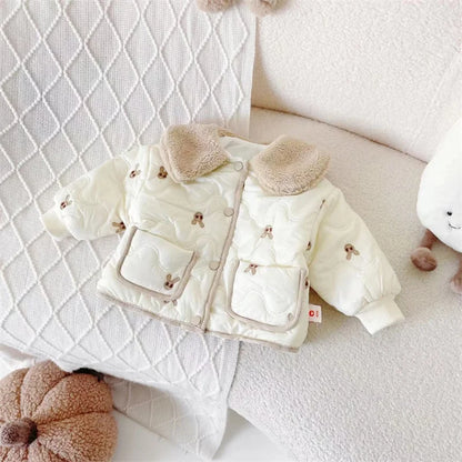 Spring Autumn Clothes Jacket For Girls New Children Cute Outerwear Sweet Girl Cartoon Prints Overcoat Lapel Long-Sleeves Coat