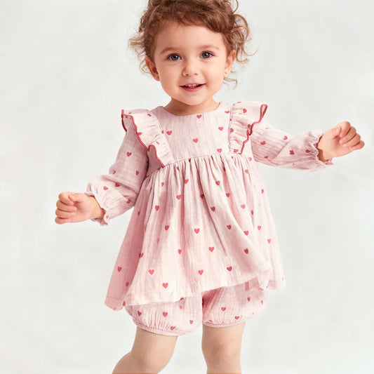 Spring Baby Girl Clothes Suit Organic Cotton Long Sleeve Top + Shorts Cute Summer Newborn Toddler Clothes Outfits