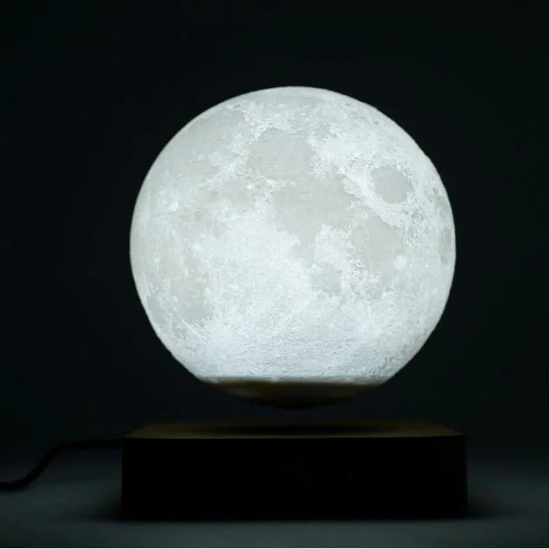 ZK30 Levitating Moon Lamp Night Light Floating 3D Printing LED Moon Lamp with Wooden Base and Magnetic with 3 Colors