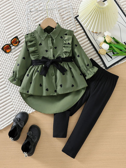 Spring Autumn Girls Clothing Sets New Fashion Shirt + Bottoms 2Pcs Girls Suits Birthday Gift 1 2 3 4 5 6 7 8 Years Kids Clothes