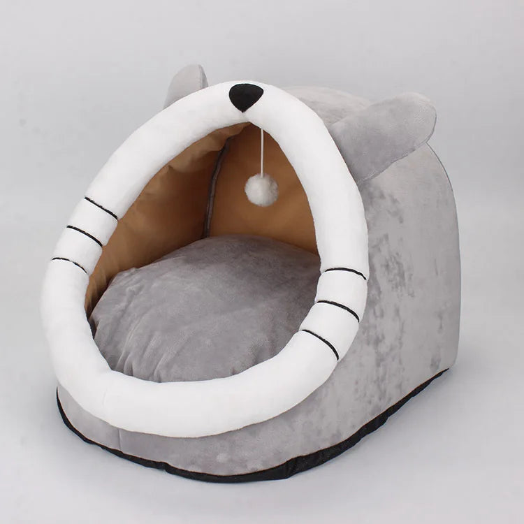 Pet Tent Cat Nest Cute Comfortable Warm Cat House Cave Mat Pet Bed Foldable Detachable Washable Dog House Cat Tent Pet Supplies