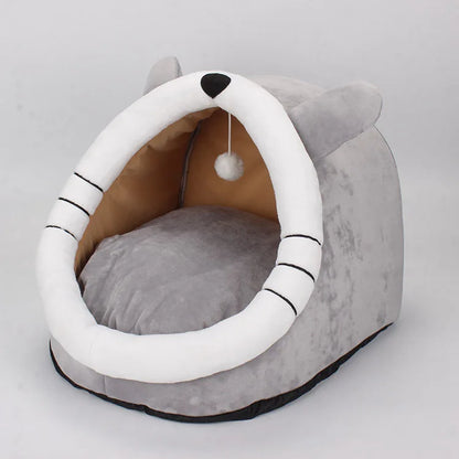 Pet Tent Cat Nest Cute Comfortable Warm Cat House Cave Mat Pet Bed Foldable Detachable Washable Dog House Cat Tent Pet Supplies