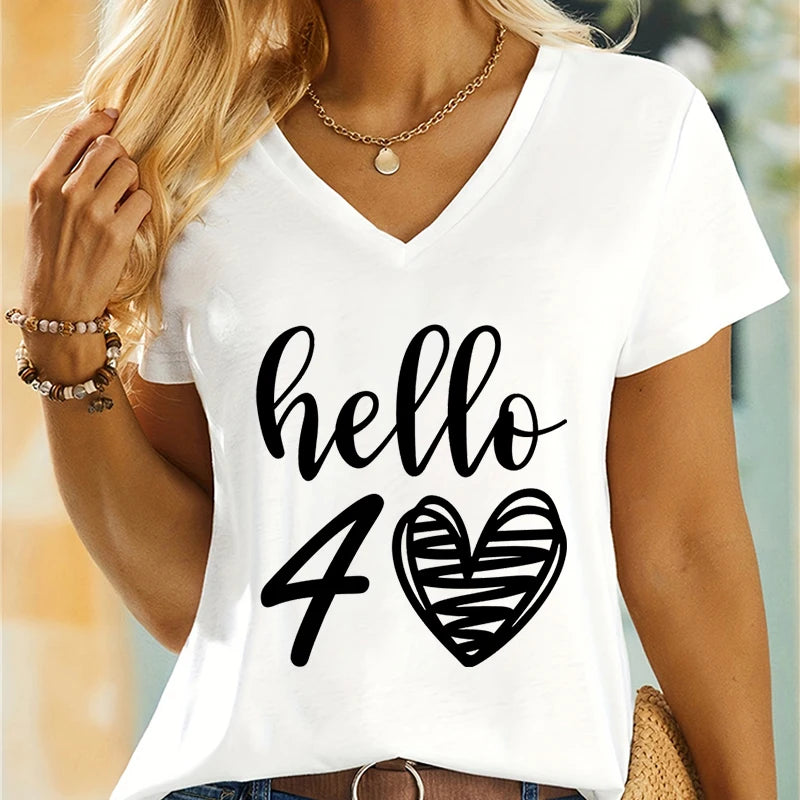 Woman T-shirts Hello 50 Essential Classic Graphic Retro Birthday Gift for Mom Women's Clothing 50th Birthday Gift T-shirt Female