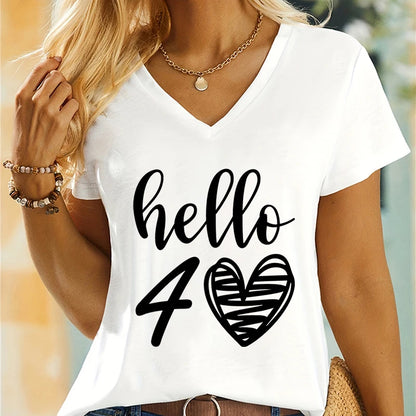 Woman T-shirts Hello 50 Essential Classic Graphic Retro Birthday Gift for Mom Women's Clothing 50th Birthday Gift T-shirt Female