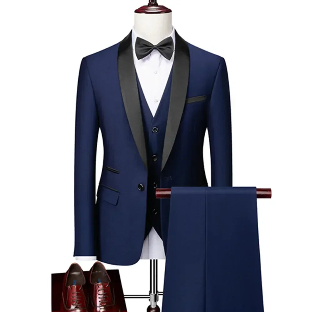New Men's 2/3 Pieces Suit Formal Business Notch Lapel Slim Fit Tuxedos Best Man Blazer For Wedding Dress