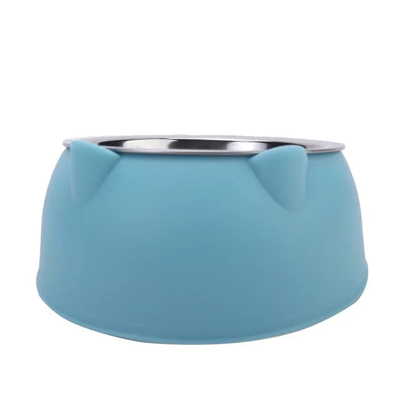 1Pc Cat Bowl Lovely Creative Inclined Kitten Puppy Food Feeding Bowls Stainless Steel Cats Drinking Feeder Pet Dogs Cats Feeders