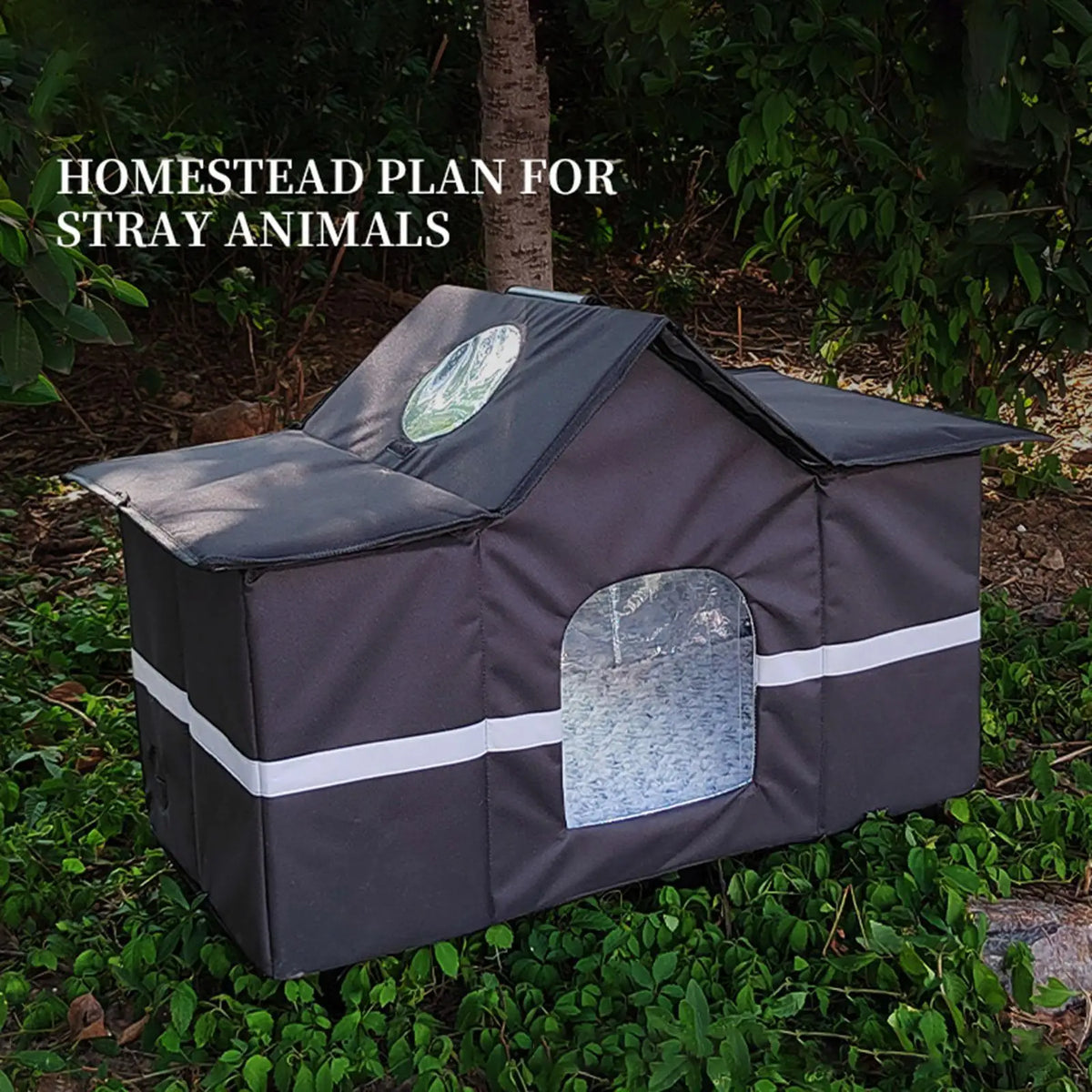 Outdoor Cat House Puppy Tent House Weatherproof Dog Kennels Cat Nest Homeless Pet Tent Wide Winter Shelter for Camping Kitten