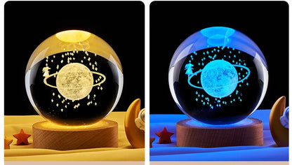 3D Crystal Lights Lamp Glowing Planetary Galaxy Night Light Crystal Ball Night Lights Bedside Light Home Decor Christmas Gift
