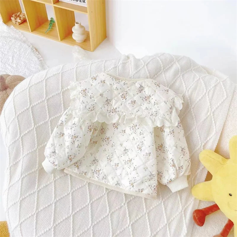 Spring Autumn Clothes Jacket For Girls New Children Cute Outerwear Sweet Girl Cartoon Prints Overcoat Lapel Long-Sleeves Coat