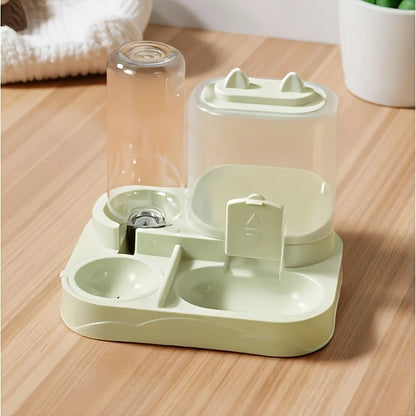 2-in-1 Large Automatic Cat Feeder & Waterer, No Battery Dry Wet Food Separation for Indoor Pets, Transparent Design
