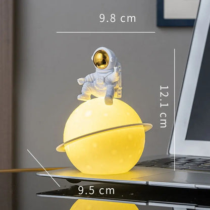 Home Decoration Portable Astronaut Moon Night Light Creative Cute Desktop Luminous Planet Lamp Cartoon Bedside Light Christmas