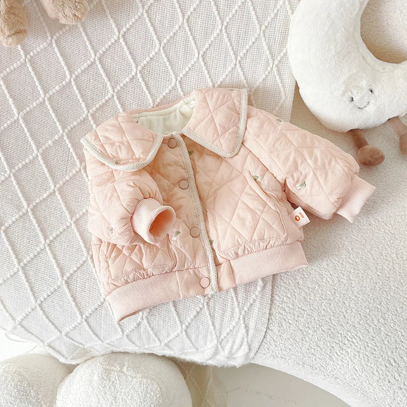 Spring Autumn Clothes Jacket For Girls New Children Cute Outerwear Sweet Girl Cartoon Prints Overcoat Lapel Long-Sleeves Coat