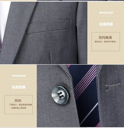 Suit  (Blazer+ Trousers) Men's Casual Formal Business Gentleman Solid Color Hosting Four Seasons Slimming Wedding Fashion Suit