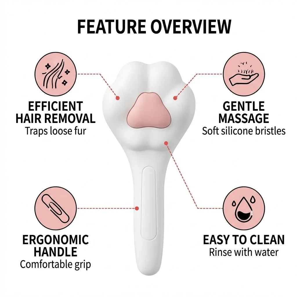 Cute Cat Paw Grooming Brush Pet Massage Comb Hair Removal Tool for Cats Dogs Interactive Puppy Kitten Cleaning Accessories
