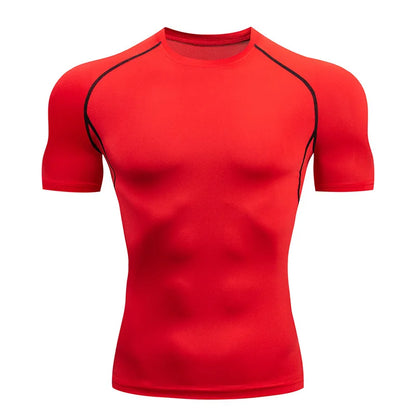 Men Compression Running T Shirt Fitness Tight Short Sleeve Tshirt Training Jogging Shirts Gym Sportswear Quick Dry Rashgard