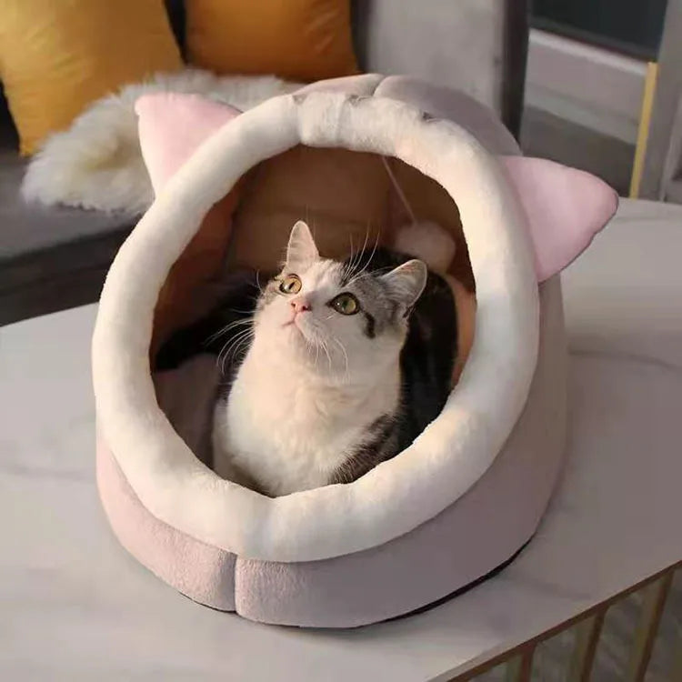 Pet Tent Cat Nest Cute Comfortable Warm Cat House Cave Mat Pet Bed Foldable Detachable Washable Dog House Cat Tent Pet Supplies