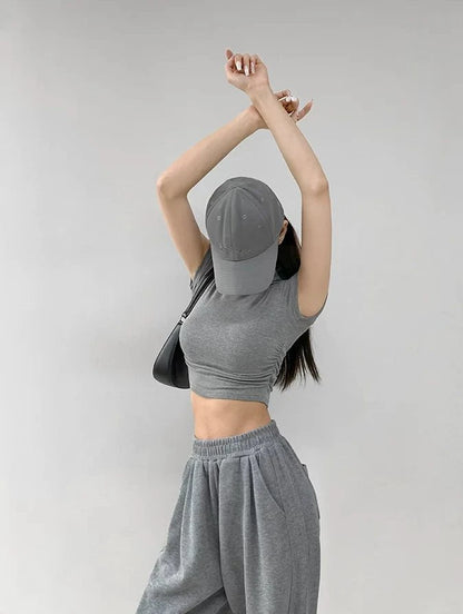 T Shirt For Women Crop Slim Turtleneck Solid Color Tops Woman Y2k Fashion Korea Polyester Cheap Clothes Youthful Goth Korean Tee