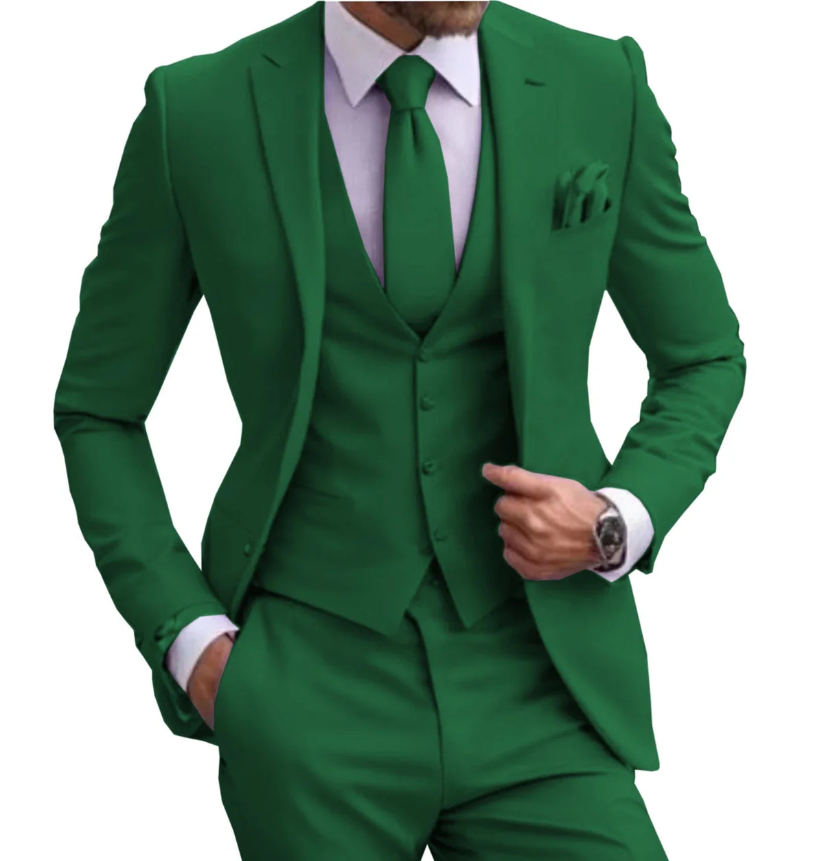 Suits for Men Lilac Stylish 3 Piece Classic Tuxedos Blazer Vest Pants Formal Elegant Male Wedding Groomsman Bespoke