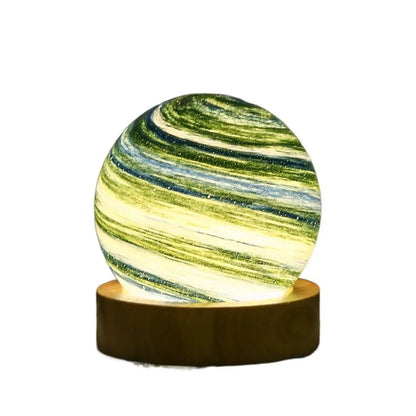 USB Plug in 3D Planet Glass Lamp With Wooden Stand 3 Color Light Galaxy Crystal Ball Dimmable Luminous Glass Sphere