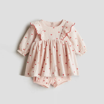 Spring Summer Infant Girl Clothes Set Cute Pure Cotton Girl Blouse + Shorts Toddler Baby Clothes