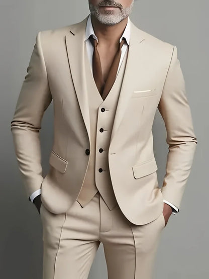 Men's Business Casual Suit for Weddings, Genuine Blazer, Vest and Pants, Big & Tall,Slim Fit Waistcoat, Dress Trousers, US Size