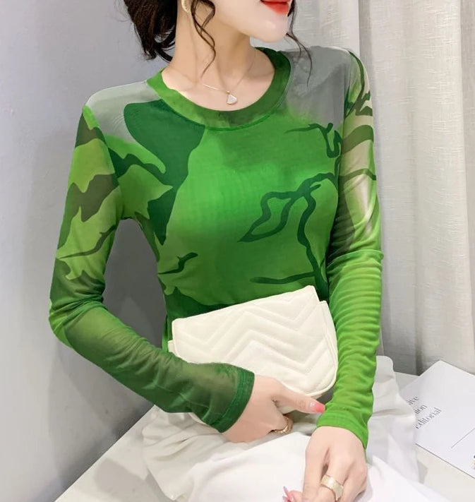 Woman T-shirt 2025 Mesh Skinny Tshirt Top for Women ClothingWith Print Original Fitted Simple Cheap Stylish Cool Beautiful Tee