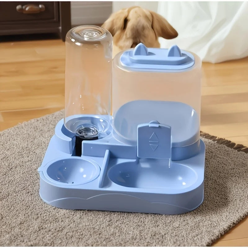 2-in-1 Large Automatic Cat Feeder & Waterer, No Battery Dry Wet Food Separation for Indoor Pets, Transparent Design